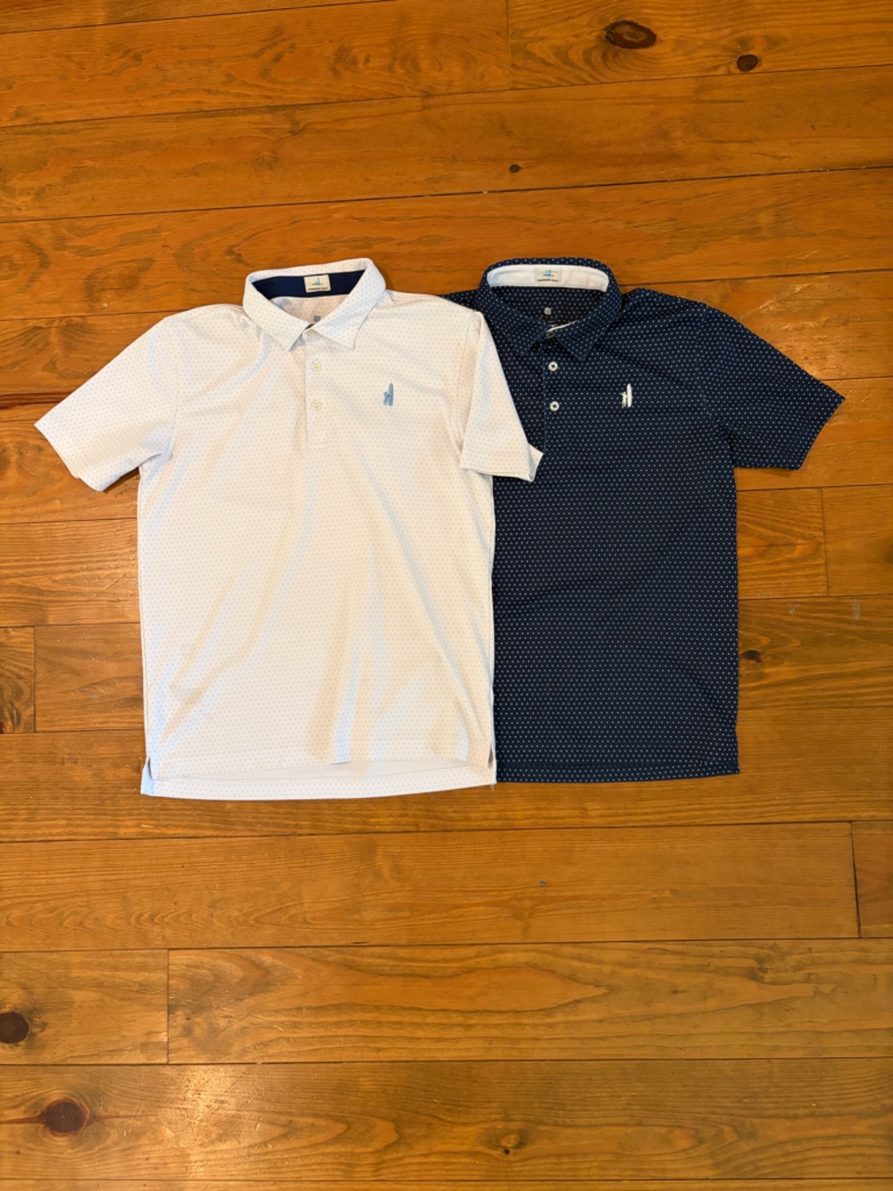johnnie-O Polo Pair in White and Navy with Microdot Pattern